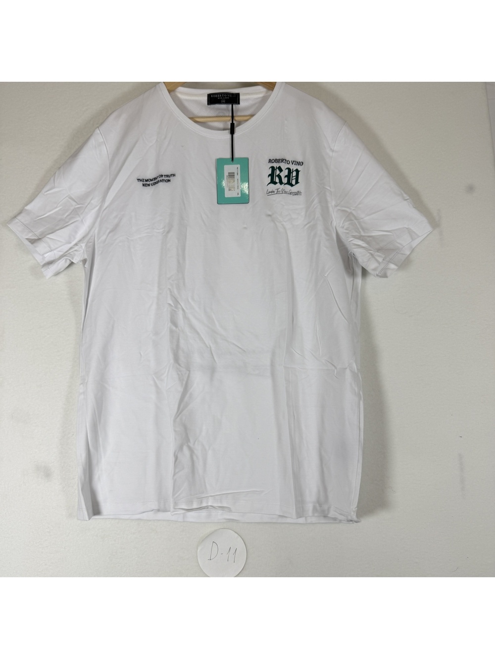 Roberto Vino Men's Graphic T-Shirt White Green Size 3XL D-11